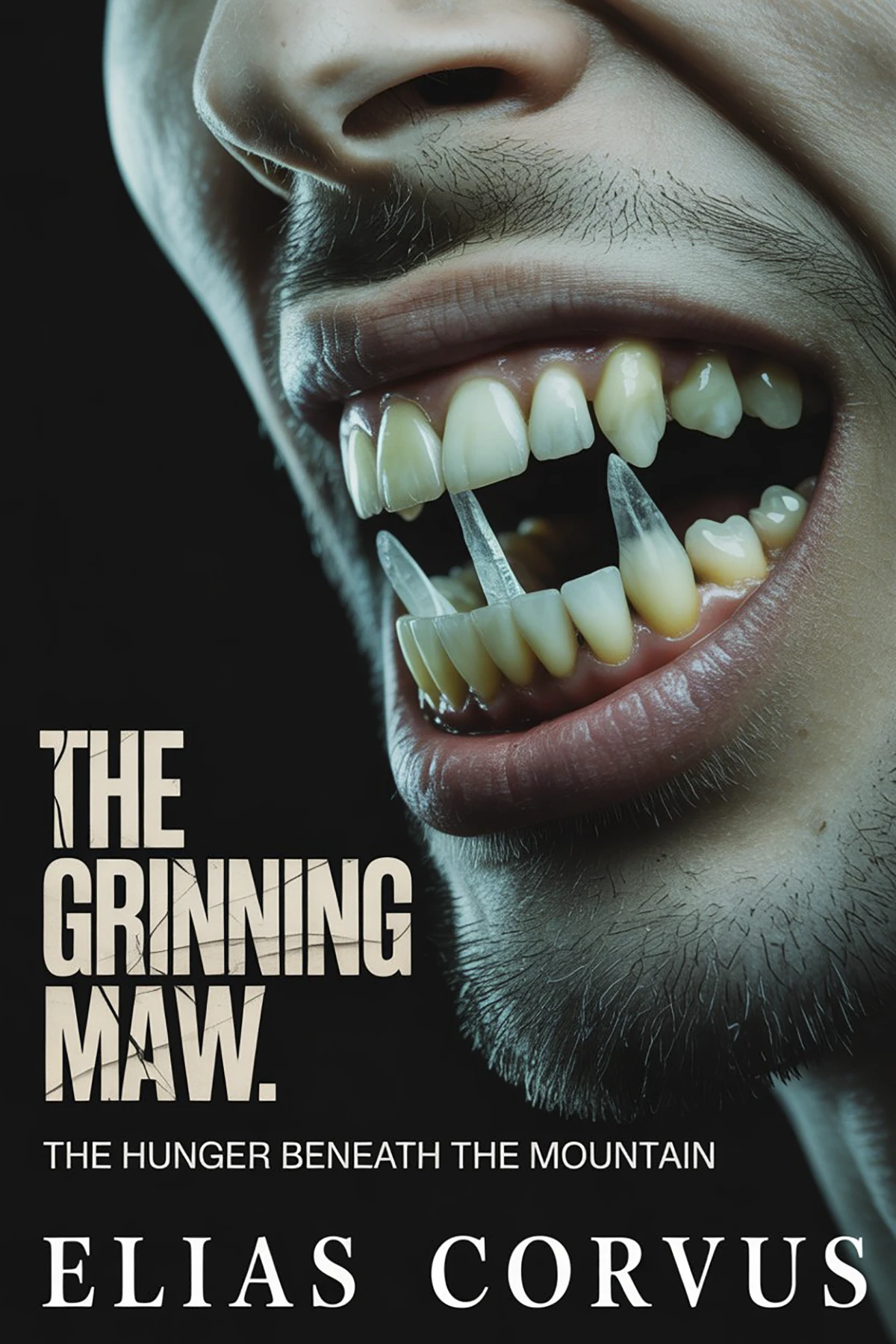 Photorealistic horror book cover from Ideogram showing good text but slightly unnatural skin texture.